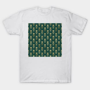 Teal and Gold Mini Vintage Art Deco Damask Pattern T-Shirt